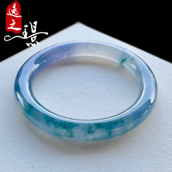 緬甸翡翠手鐲老坑天然a貨翡翠冰種飄花春彩圓條福鐲子翡翠手鐲