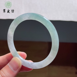 天然正品緬甸翡翠a貨冰種飄花圓條翡翠手鐲叮噹鐲細條貴妃鐲玉鐲