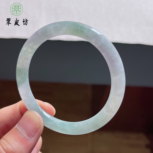 天然正品緬甸翡翠a貨冰種飄花圓條翡翠手鐲叮噹鐲細條貴妃鐲玉鐲