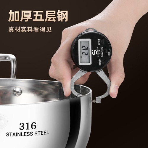 特厚316不鏽鋼火鍋電磁爐燃煤氣灶專用蒸燉加厚帶蓋家用雙耳湯鍋