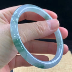 油青綠冰糯種老料天然緬甸翡翠手鐲圓條叮噹鐲女款時尚翡翠玉手鐲