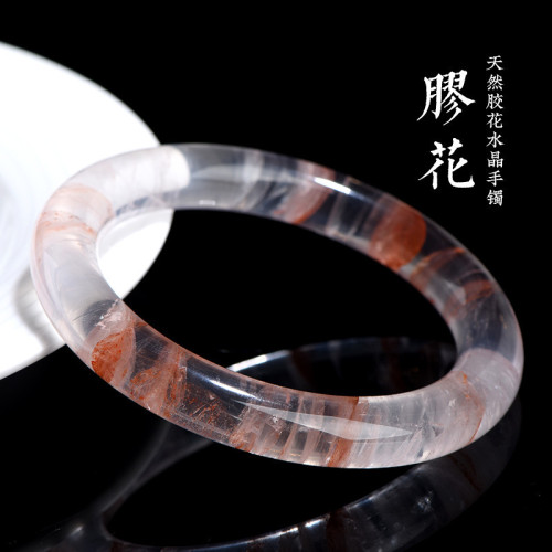 久雅水晶 天然膠花水晶手鐲 仙女異象水晶膠花手鐲 廠家直銷