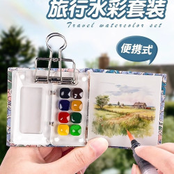 亞克力水彩顔料分裝8色盒裝旅行便攜國風寫生diy美術繪畫套裝水粉