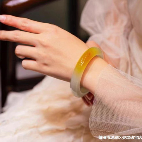 天然緬甸老坑翡翠玉手鐲黃翡翠手鐲少女款冰種玉石黃翡蜜糖果醬色