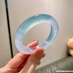 冰種天空藍翡翠手鐲天然緬甸玉石正圈春彩飄紫翡翠玉鐲子女款時尚