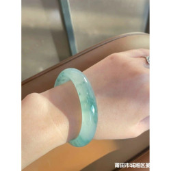 天然緬甸冰種飄花翡翠手鐲圓條正圈冰種翡翠玉手鐲女款晴水白月光