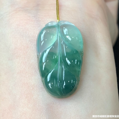 天然緬甸老坑冰種飄花樹葉子翡翠吊墜鑲嵌玻璃種掛件金枝玉葉男女
