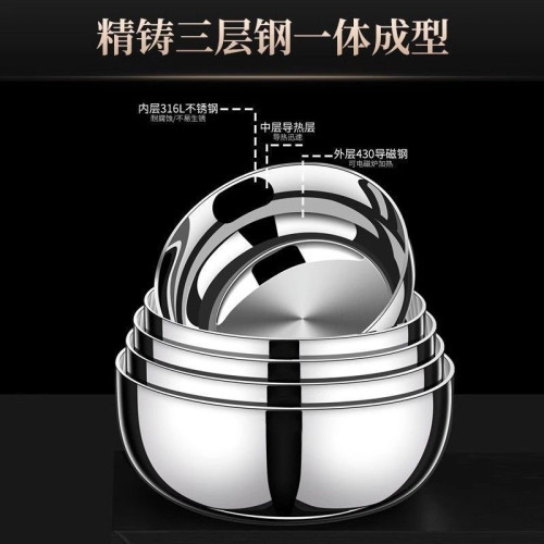 32CM大號不鏽鋼鍋和面盆特厚7層鋼廚房家用烘焙打蛋揉面盆火鍋盆