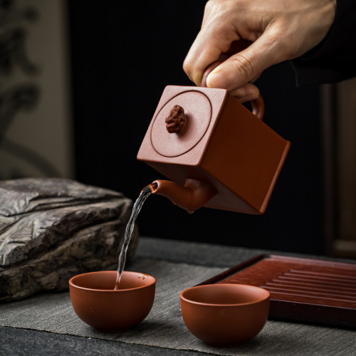 名家手工紫砂壺鳳鳴壺宜興梨皮四方壺原鑛紫砂家用茶具四方泡茶壺