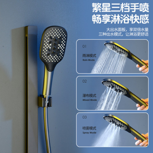 簡易增壓花灑套裝家用淋浴灰色浴室沐浴分體式置物架龍頭增壓噴頭