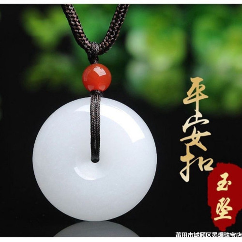 【和田玉】白玉平安釦玉石吊墜金絲玉男款女款玉石項鏈新疆和田玉