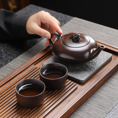 原鑛建水紫陶手工雕刻紫砂壺鳳鳴壺功夫茶具中式泡茶壺雲南茶壺批