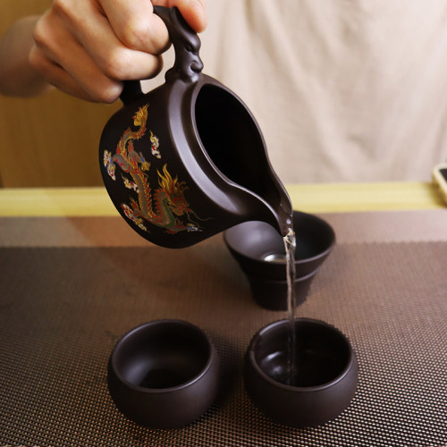 原鑛紫砂公道盃龍鳳變色茶海家用茶壺茶具龍把跳刀過濾茶置廠家批