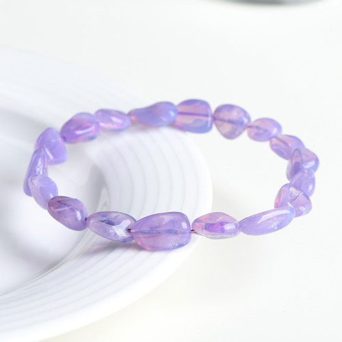 久雅水晶 天然紫玉晶隨型手鏈 紫少女心天然紫玉飾品紫玉晶性手串