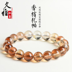 久雅水晶 天然漸變香檳托帕石圓珠手鏈 橙紅色托帕石散珠手串批髮