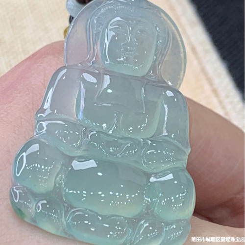 天然緬甸翡翠玉石觀音吊墜女翡翠細糯種陽綠翡翠觀音掛件廠家直銷