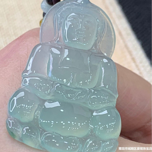天然緬甸翡翠玉石觀音吊墜女翡翠細糯種陽綠翡翠觀音掛件廠家直銷
