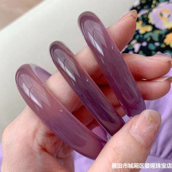 批髮天然冰種巴西帝王紫玉髓手鐲少女款正圈瑪瑙手鐲女紫羅蘭瑪瑙