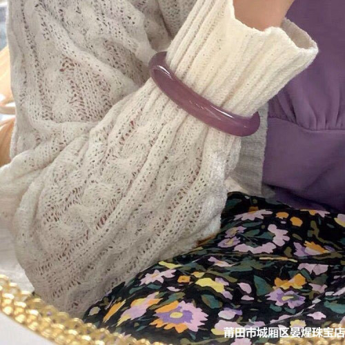 批髮天然冰種巴西帝王紫玉髓手鐲少女款正圈瑪瑙手鐲女紫羅蘭瑪瑙