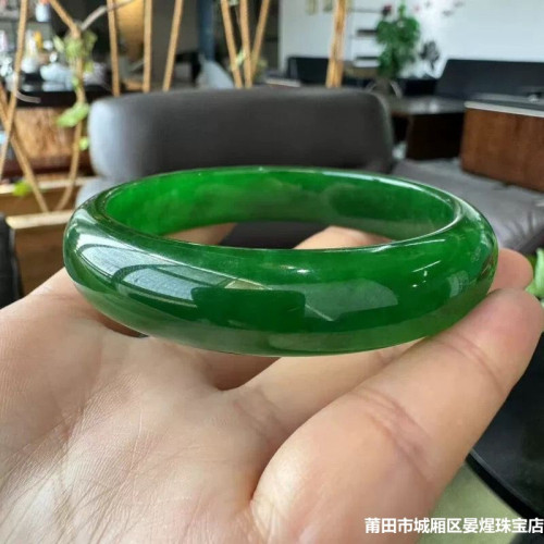 天然緬甸翡翠翠綠玉鐲翡翠手鐲女祖母綠冰糯種正圈玉石手鐲帝王綠