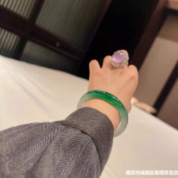 冰種天然緬甸翡翠玉手鐲子女半山半水翡翠手鐲正圈飄陽綠翡翠玉鐲