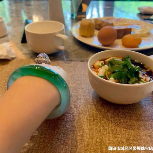 冰種天然緬甸翡翠玉手鐲子女半山半水翡翠手鐲正圈飄陽綠翡翠玉鐲