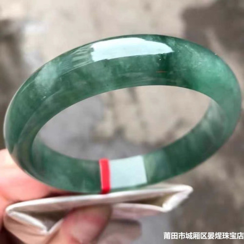 冰種玉手鐲女款天然緬甸油青飄花老坑冰糯種翡翠手鐲少女款玉鐲子