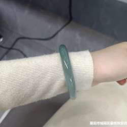 冰種天然緬甸翡翠玉手鐲子女油青翡翠手鐲正圈翡翠玉鐲少女款送禮