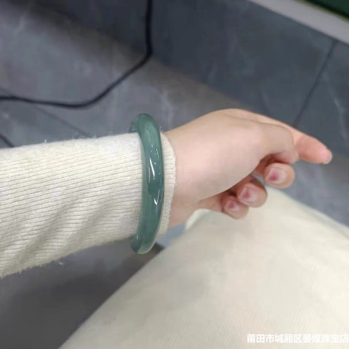 冰種天然緬甸翡翠玉手鐲子女油青翡翠手鐲正圈翡翠玉鐲少女款送禮
