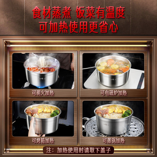 ssgp 316L不鏽鋼密封保鮮盒圓形飯盒打包盒裝湯盒家用帶蓋保鮮碗