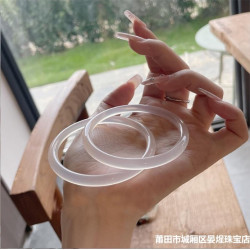 天然瑪瑙手鐲白月光玉髓手鐲美人鐲荔枝凍細圓條叮噹鐲金店同款感