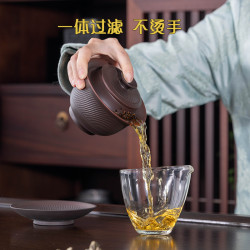 雲南手工跳刀三才蓋碗不燙手免提蓋碗紫陶茶具套組高端商務禮品批