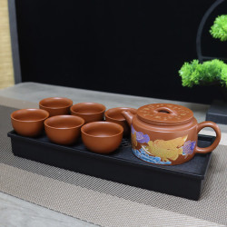 大紅袍變色紫砂壺傳承大師手作九龍獻瑞鳳鳴壺宜興漢瓦壺功夫茶具
