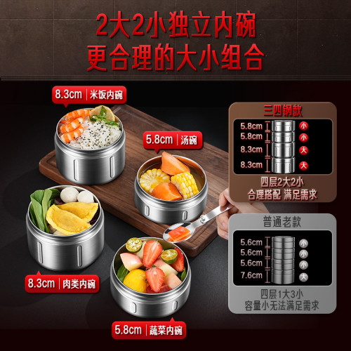 ssgp 保溫飯盒桶316L保溫家用上班族大容量學生多層便噹盒冬天