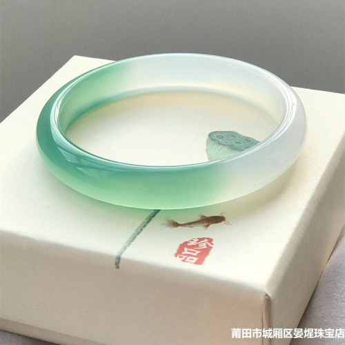 天然巴西瑪瑙手鐲少女款半山半水冰透遠山黛玉髓手鐲女冰種送禮物