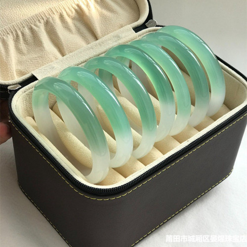 天然巴西瑪瑙手鐲少女款半山半水冰透遠山黛玉髓手鐲女冰種送禮物