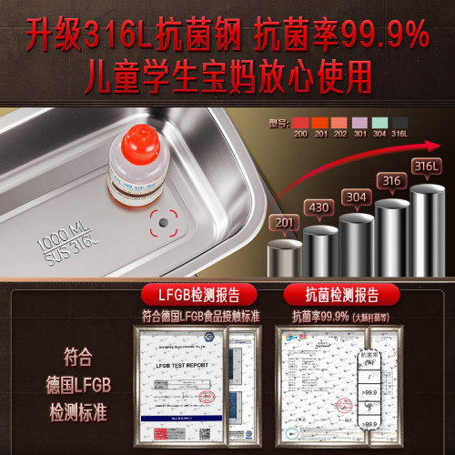 ssgp保鮮盒316L不鏽鋼家用冰箱收納盒水果戶外野餐外帶手提便噹盒