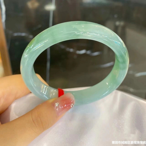 天然緬甸老坑圓形翡翠手鐲冰糯種冰飄花新款翡翠玉手鐲子女款送禮