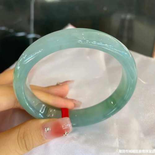 天然緬甸老坑圓形翡翠手鐲冰糯種冰飄花新款翡翠玉手鐲子女款送禮