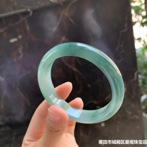 天然緬甸老坑冰糯種翡翠手鐲女正圈油青飄花玉手鐲女款冰種玉鐲子