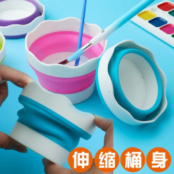 折曡水盃批髮美術專用畫筆跨境清洗涮工具學生畫室繪畫彩色洗筆筒