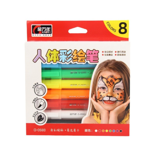 彩繪筆套裝8色兒童diy臉繪工具配件模板聖誕新年舞台化妝彩繪顔料