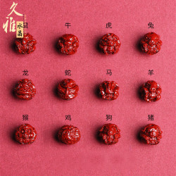 久雅水晶 原鑛晶體砂十二生肖配件 硃砂生肖三合六合配珠圓珠批髮