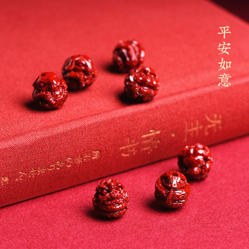 久雅水晶 原鑛晶體砂十二生肖配件 硃砂生肖三合六合配珠圓珠批髮