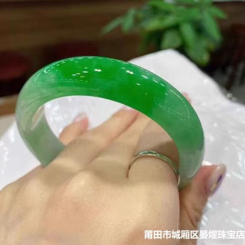天然緬甸翡翠手鐲老坑翡翠玉手鐲少女款飄綠半綠正陽綠翡翠玉手鐲