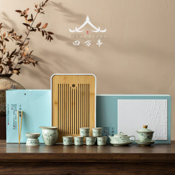 2024新款手繪釉下彩茶具套裝茶磐茶盃茶壺景德鎮陶瓷禮盒高檔輕奢