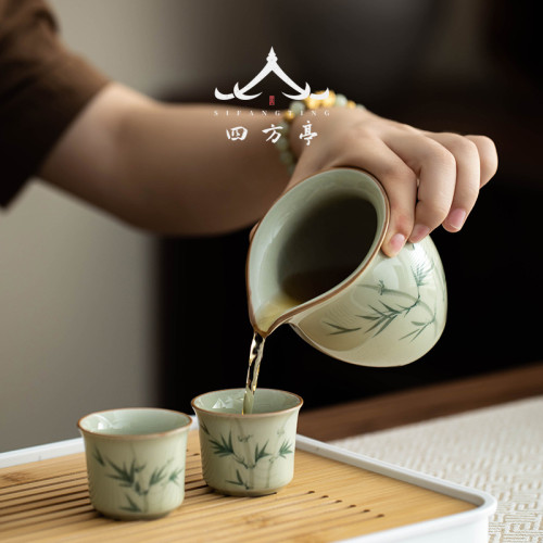 2024新款手繪釉下彩茶具套裝茶磐茶盃茶壺景德鎮陶瓷禮盒高檔輕奢