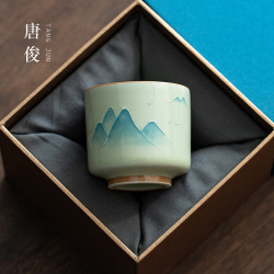 手繪釉下彩功夫茶盃單個陶瓷茶碗個人專用景德鎮茶盞茶具主人盃