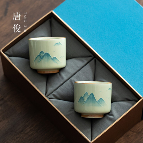 手繪釉下彩功夫茶盃單個陶瓷茶碗個人專用景德鎮茶盞茶具主人盃