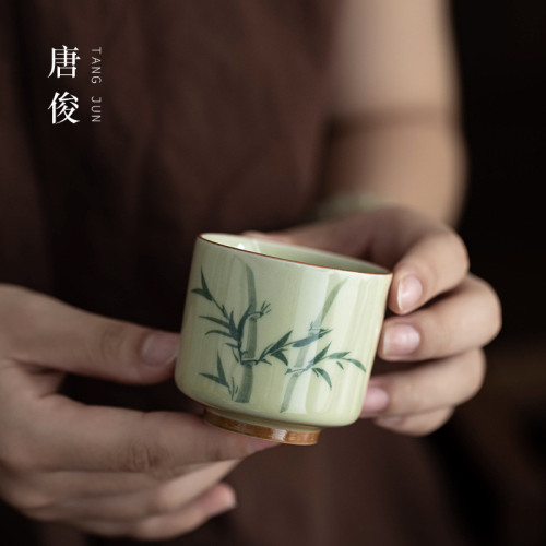 手繪釉下彩功夫茶盃單個陶瓷茶碗個人專用景德鎮茶盞茶具主人盃